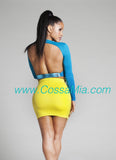 Yellow Leather Mini Skirt